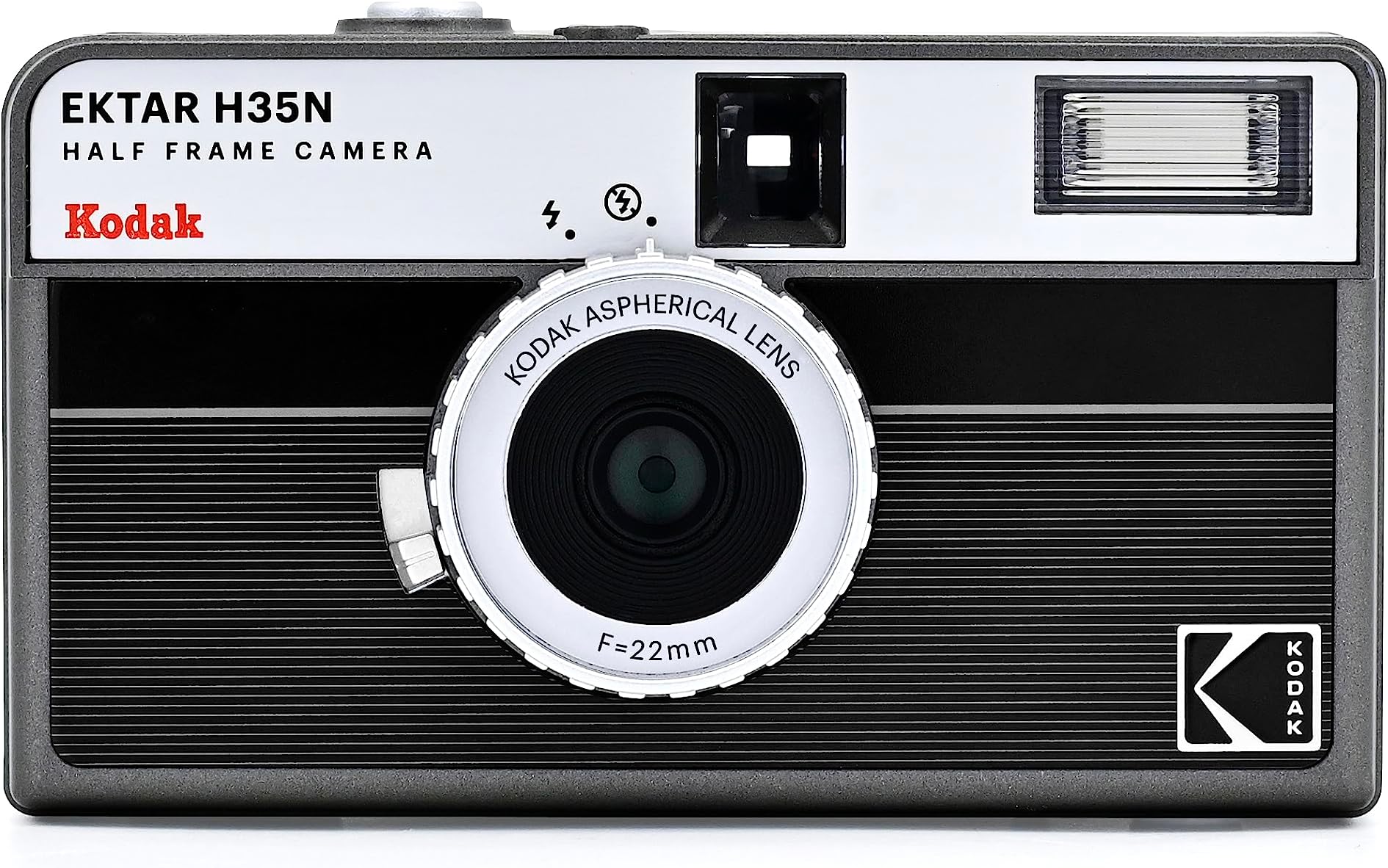 EKTAR H35N Half Frame Film Camera, 35mm, Reusable, Focus-Free, Bulb Function, Built-in Star Filter, Coated Improved Lens (Film & AAA Battery are not Included) (Striped Black)