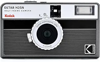 KODAK EKTAR H35N ハーフフレームフィルムカメラ、35mm、再利用可能、フォーカスフリー、バルブ機能、内蔵スターフィルター、コーティングされた改良レンズ (単品, ストライプブラック)