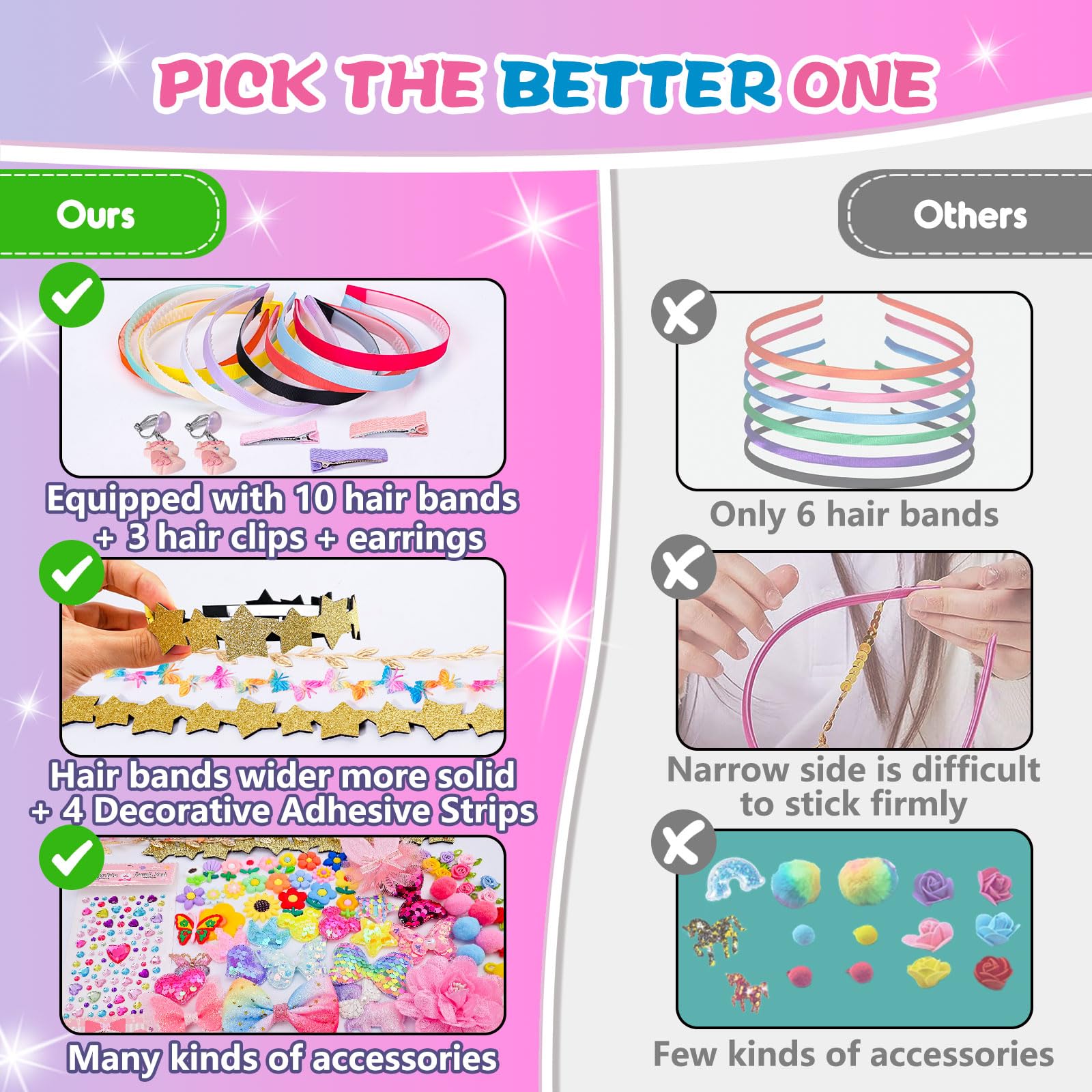 Set 200 Fasce Per Capelli Multicolore Per Bambine - Elastici Infiniti Per Acconciature E Trecce