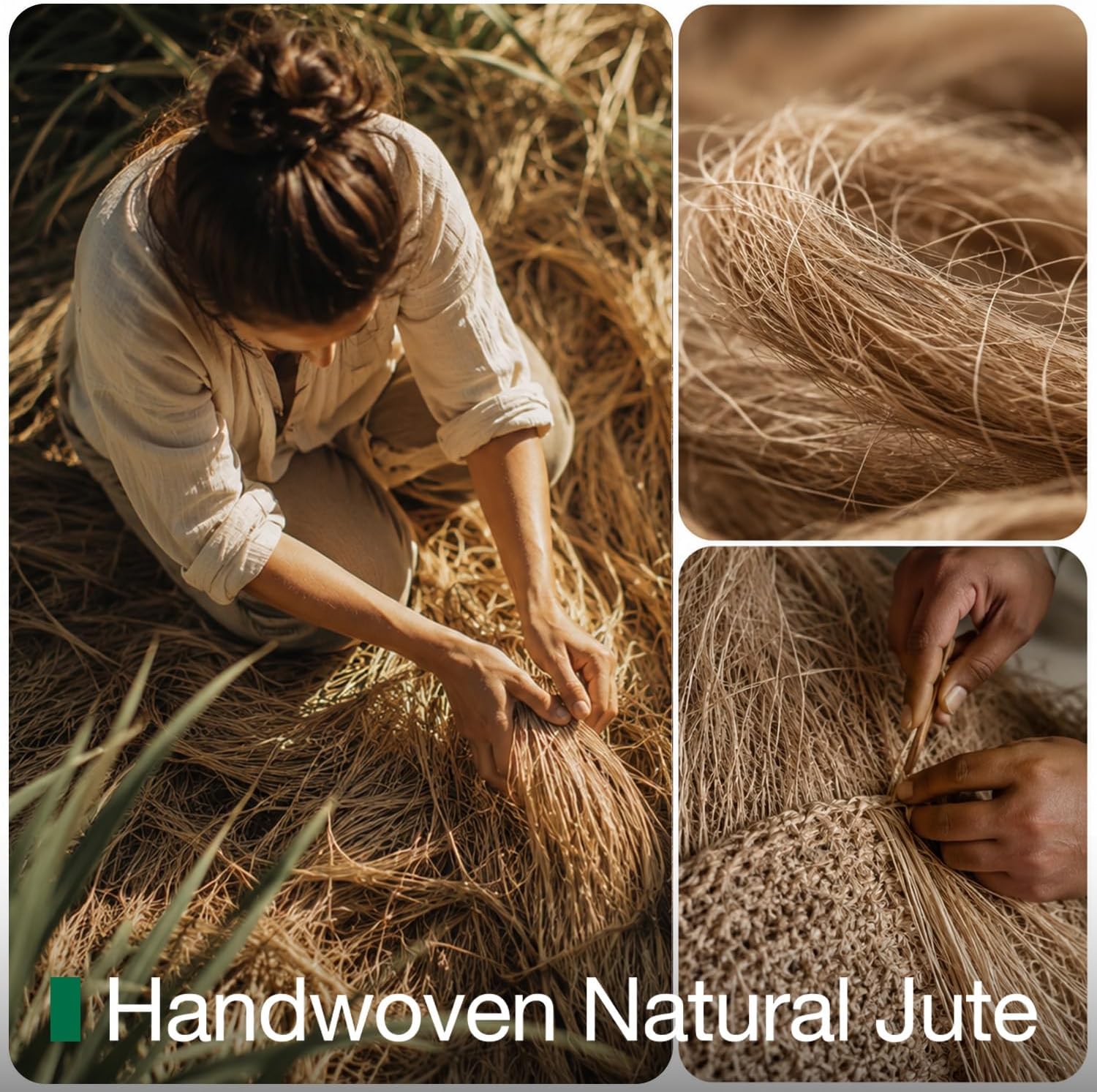 LUMI 3x7 Natural Jute Runner Rug, Braided Farmhouse Hallway Rug | Non Slip No Shedding Rustic Carpet, High Traffic Indoor Mat for Entryway, Kitchen & Laundry