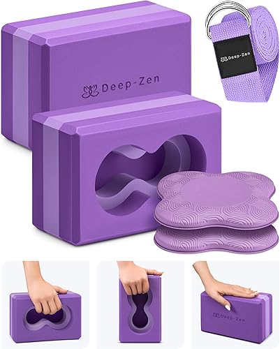 Miniatura 9 de Deep-Zen Yoga Blocks Wrist Support Yoga Blocks 2 Pack with Knee Pads and Strap to Put Less Weight on Wrists Durable, Versatile Yoga Brick Exercise
