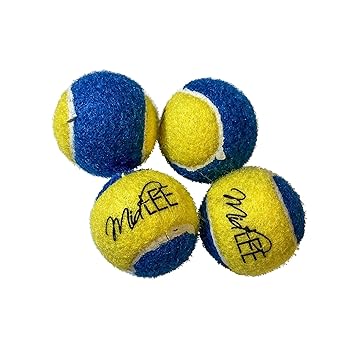 Midlee Mini Dog Tennis Balls - Blue/Yellow- Pack of 4