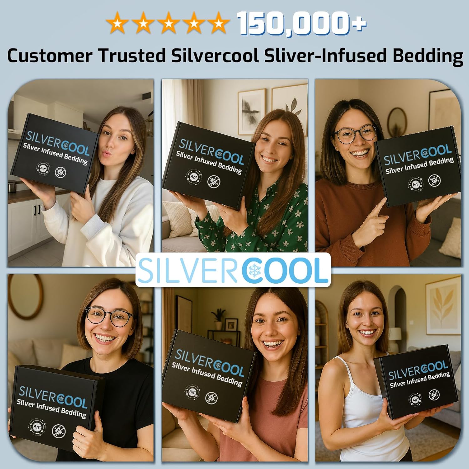 Silver Infused Bed Sheets, 10% Silver 20% Silk Cooling Sheets, Natural & Anti-Odor, Hypoallergenic Bedding for Hot Sleepers & Sensitive Skin - King Set - Image 8