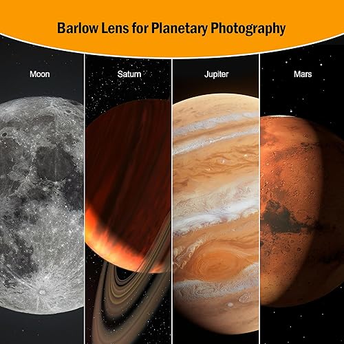 Miniatura 14 de Astromania Barlow Lens 5 x 1.25 pulgadas - TeleXtender de metal multicapa de 4 elementos para telescopio - Accesorios de telescopio de diseño