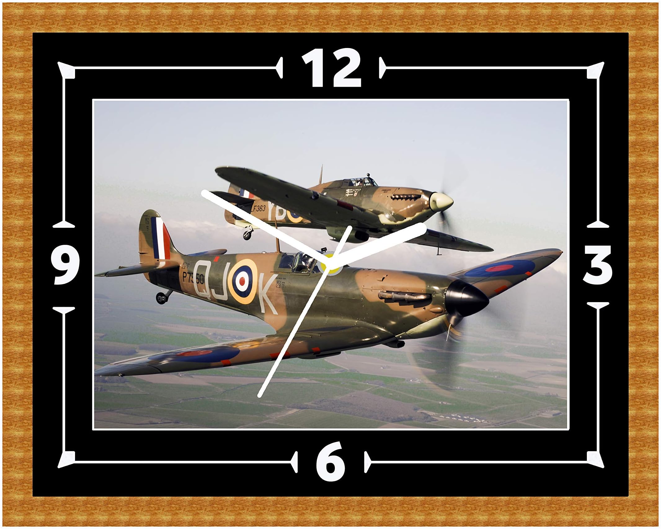 Spitfire RAF Plane Aircraft Dog Fighter British Wall Clock Gift Present Christmas Birthday Fathers Day (Can Be Personalised)