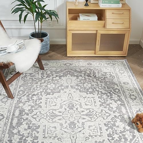 Miniatura 7 de jinchan Alfombra de pasillo vintage de 2 x 8 pies, alfombra de pelo bajo, alfombra lavable, medallón floral, antideslizante, con parte trasera de