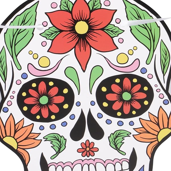 GAROZATION 死者の日のバナー パーティーバナー メキシコテーマにした紙製の党旗 独特な骸骨模様壁や窓の装飾に最適 祭りの雰囲気盛り上げるロープ付き飾り 1個 - 3