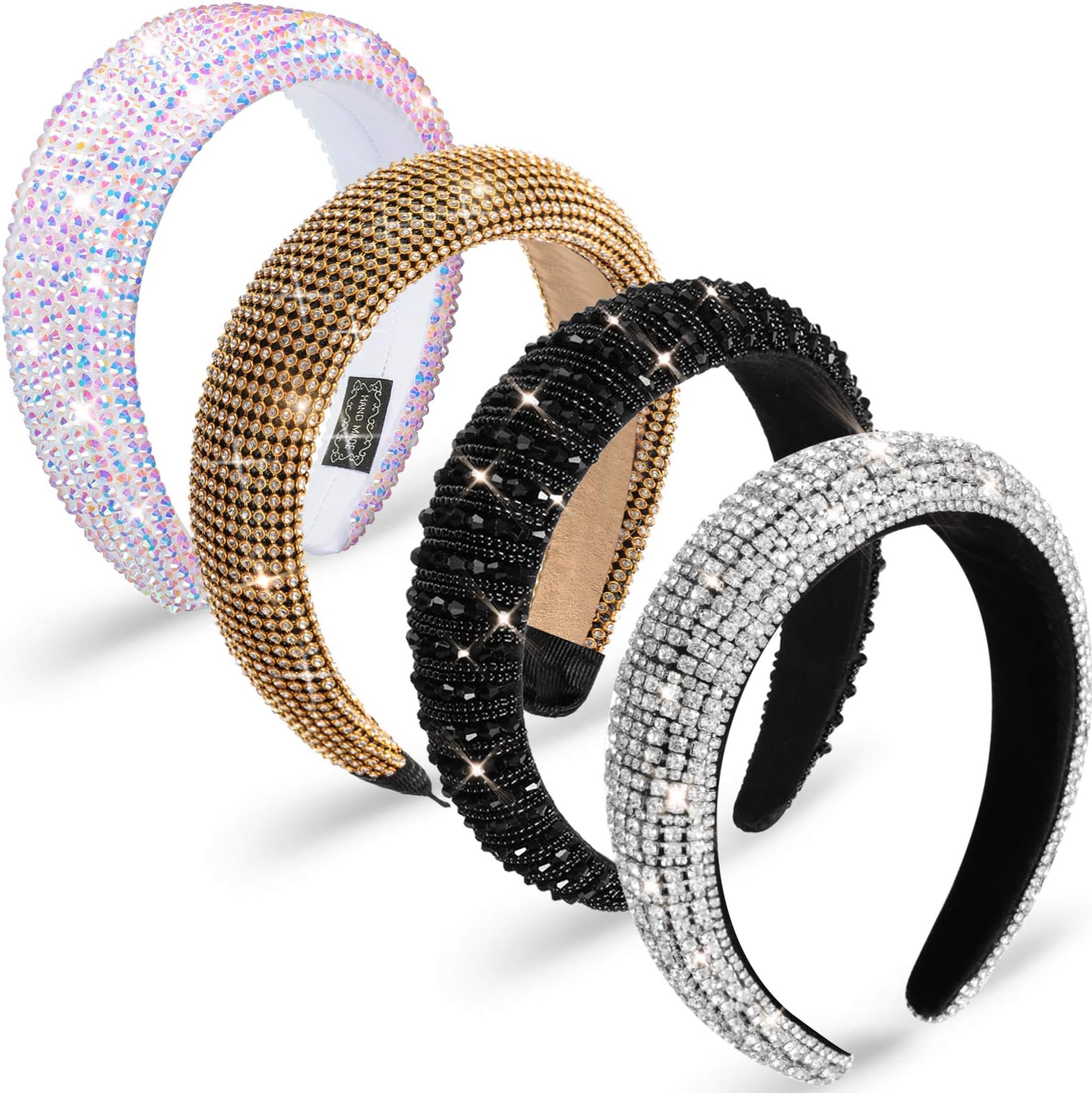 YISSION 1PC White Rhinestone Headband for Women Girls Non Slip Head Bands Fashion