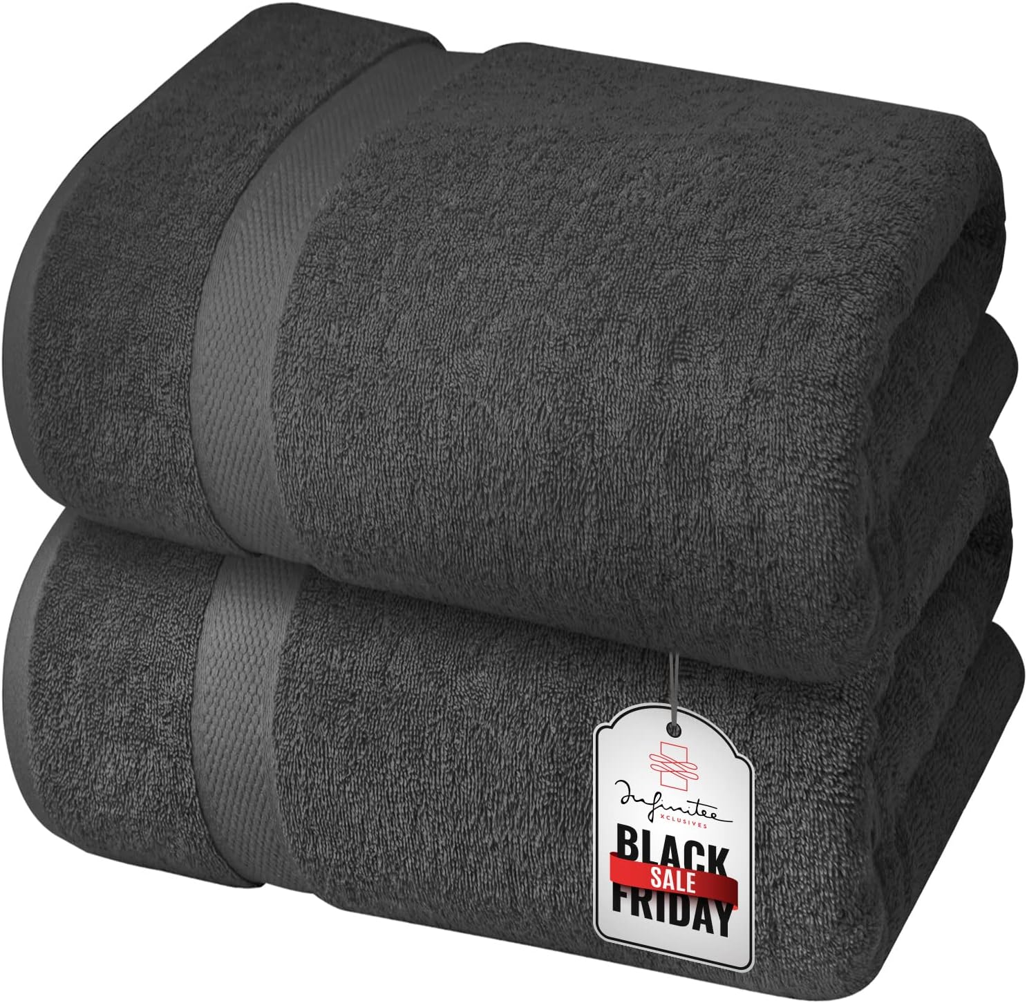 Premium Grey Bath Sheets Pack of 2, 35x70 Inches Large