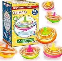 50PCS LED Light Up Spinning Tops for Kids - 4 Colors Bulk, Flashing Party Favors, Classroom Rewards, Birthday Goodie Bags, Durable Fidget Toys