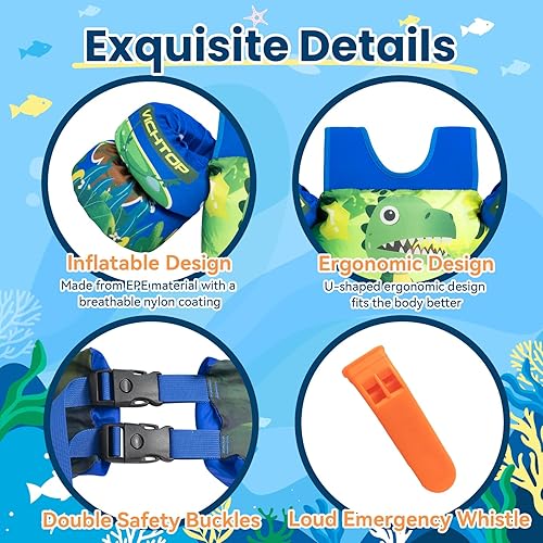 Miniatura 4 de Toddler Puddle Floaties Jumper for 20 30-50 Pounds, Kids Swim Vest Jacket with Adjustable Strap, Beach Sea Pool Toddler Swimming Floaties Jacket for