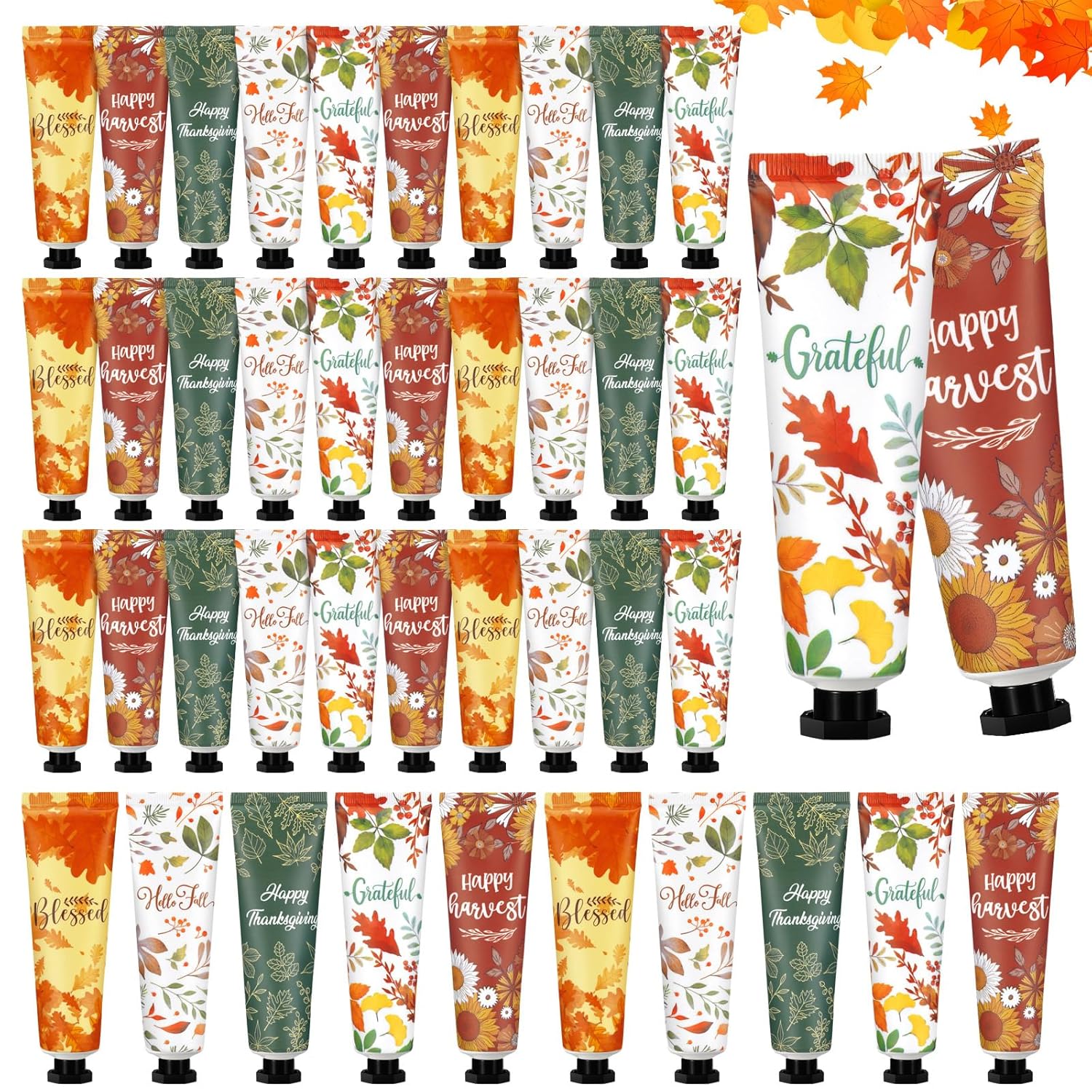 60 Pcs Thanksgiving Fall Hand Lotion Gifts Bulk for Women Maple Leaves Hand Cream 30ml Natural Botanical Fragrance Mini Lotion for Chapped Hands Travel Thanksgiving Autumn Party Supplies