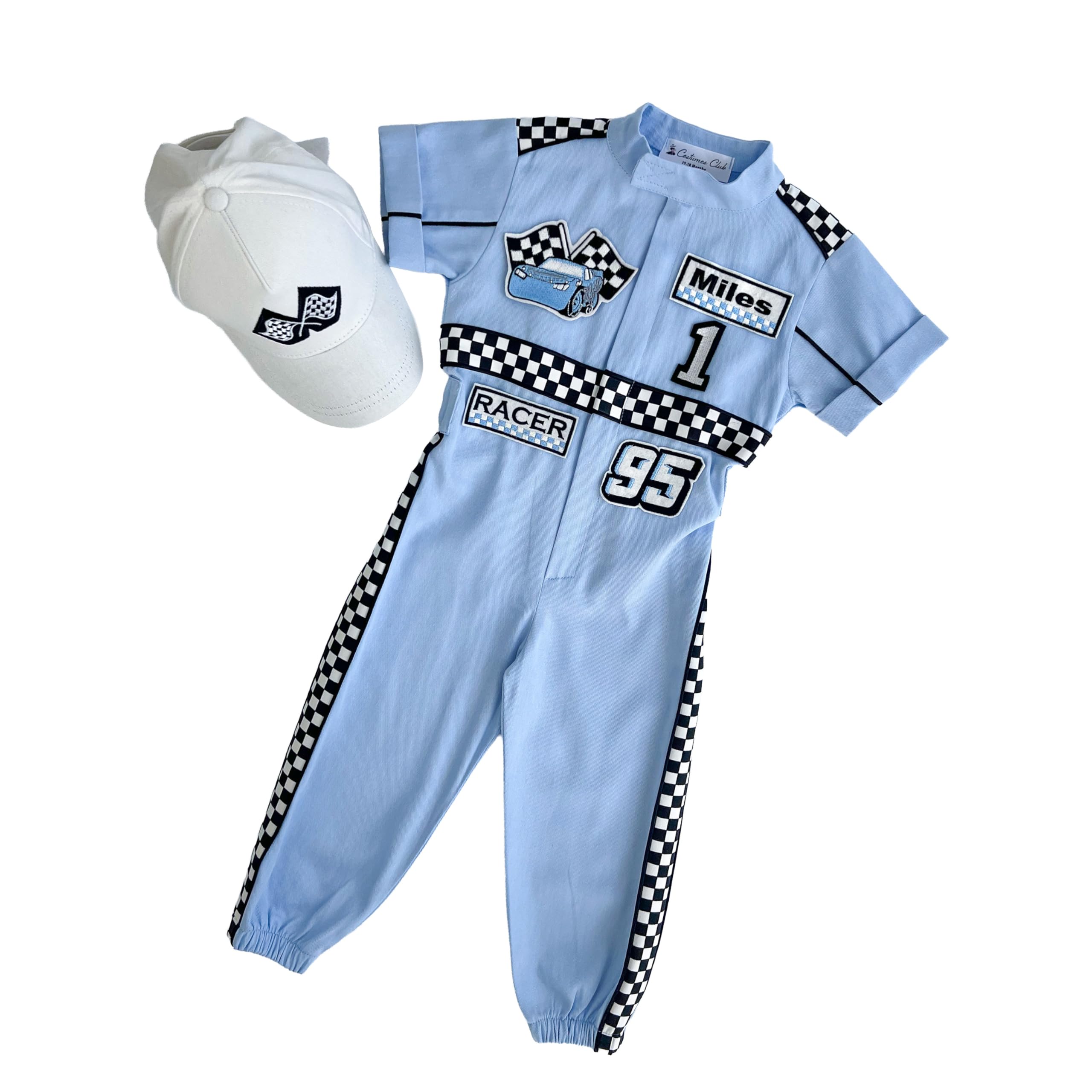 Costumes Club Personalized Handmade Race Car Driver Costume for Toddlers (3T, Pure Baby Blue) — image 1