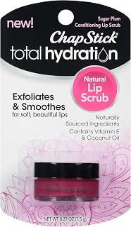 ChapStick Total Hydration Sugar Plum Lip Scrub Exfoliator Jar - 0.27oz Natural Oils, Shea Butter for Soft Smooth Lips