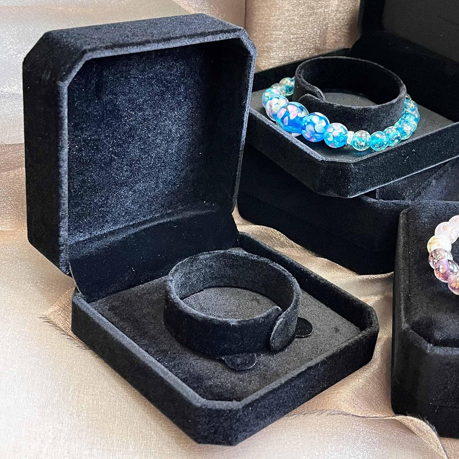 ARTSY CRAFTS INC Velvet Jewelry Gift Box for Bracelet Bangle and Pendant Necklace, Velvet Jewel Travel Box Display Storage Case (Bracelet Box 6pcs - Black) image 4