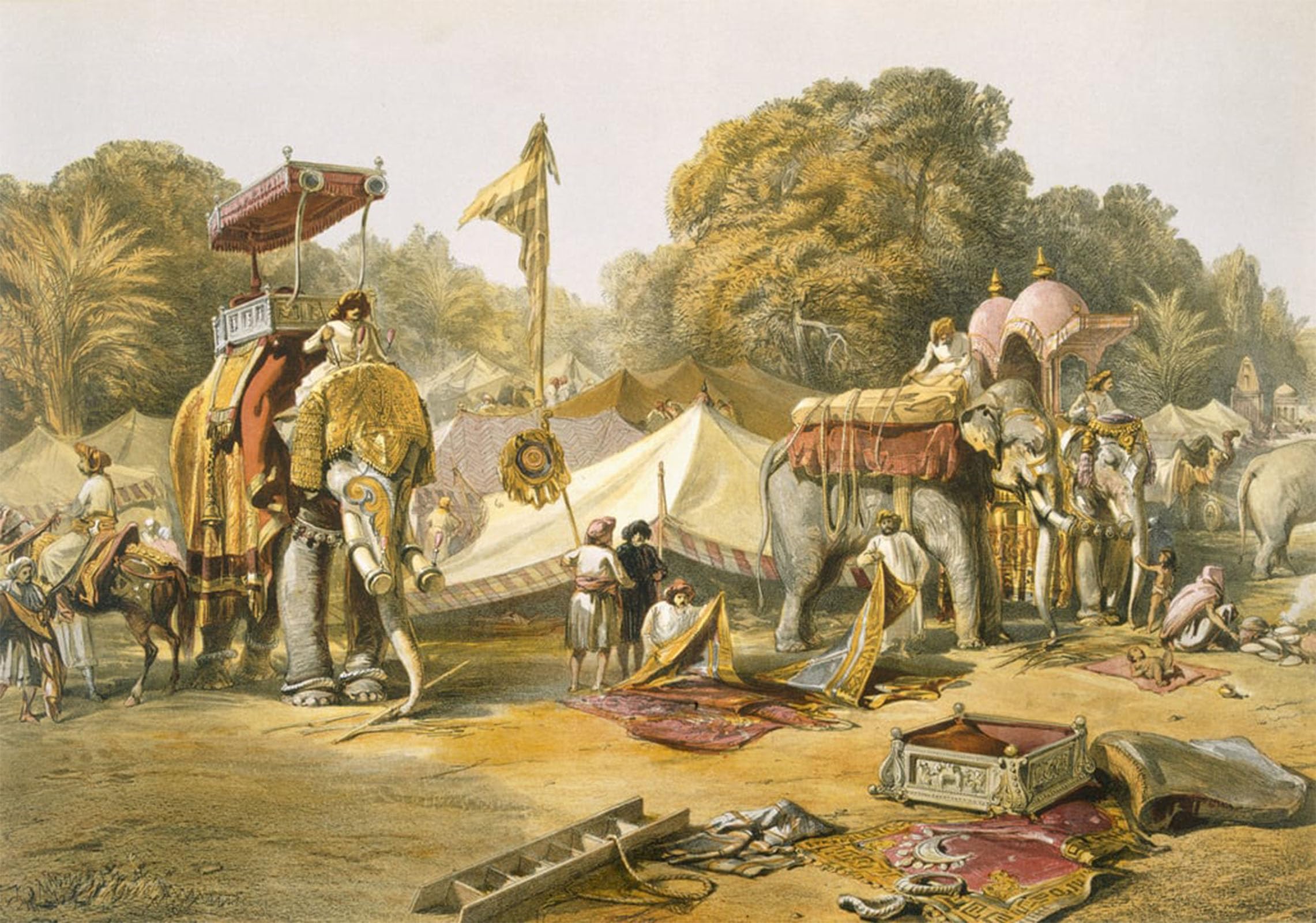 POSTERIIk Vintage Print Pop Art Landscape Artwork Pheel Khana or Elephants Quarters Holcars Camp From india Ancient by William Crimea Simpson Art Prints for Office Home Decor 60x90cm