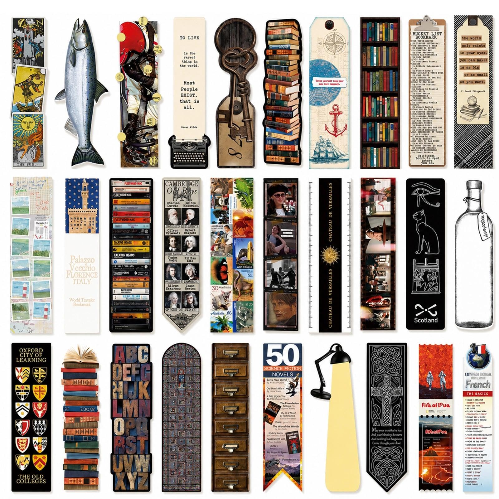 Reading Bookmarks Retro, Book Lover Gifts, Art Nouveau Page Design 30 Pcs