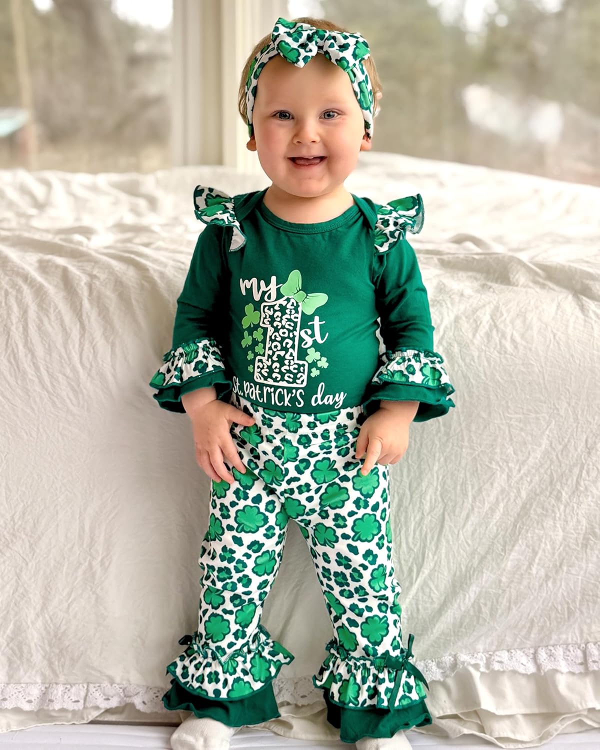 HINTINA Newborn Baby Girl St. Patrick's Day Bell Bottom Outfits - Image 2