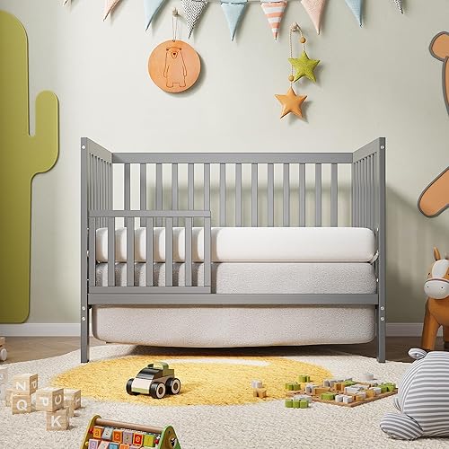 Miniatura 7 de ARCLIS Cuna convertible 5 en 1, se convierte fácilmente de cuna de bebé a cama infantil, sistema de soporte de colchón de altura ajustable de 3