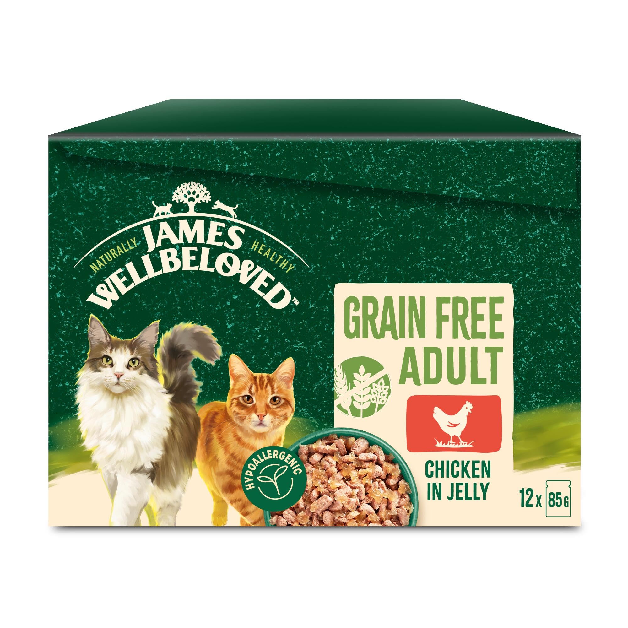 James Wellbeloved Adult Cat Hypoallergenic Pouches - Chicken In Jelly - 12 X 85G