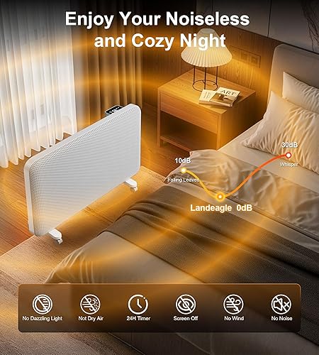 Miniatura 8 de Convection Infrared Space Heaters for Large Room, 1500W Electric Heater with Thermostat, 24H Timer,360 Whole-Room Heating, Heaters with Tip-over &