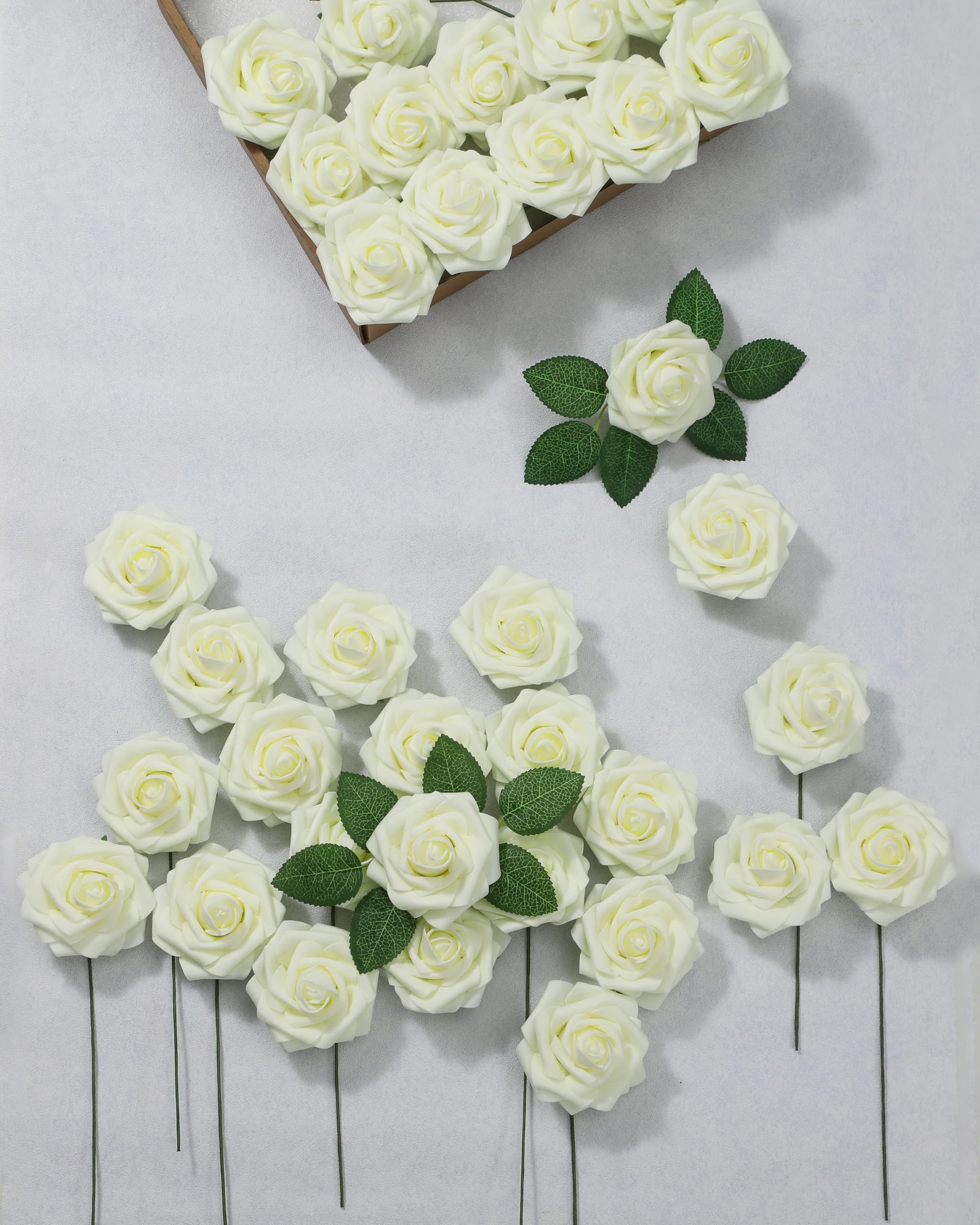 60 Rose Artificiali Awtlife In Schiuma - Bouquet Fai Da Te Per Matrimoni, Baby Shower E Decorazioni - Foto 10