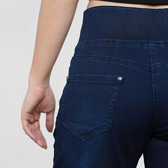 MYT Women’s Elasticated High Waist Wide Leg Jeans – Tummy Control Stretch Denim Comfortable Pull-On Fit All Waist Leg Sizes UK 10-24
