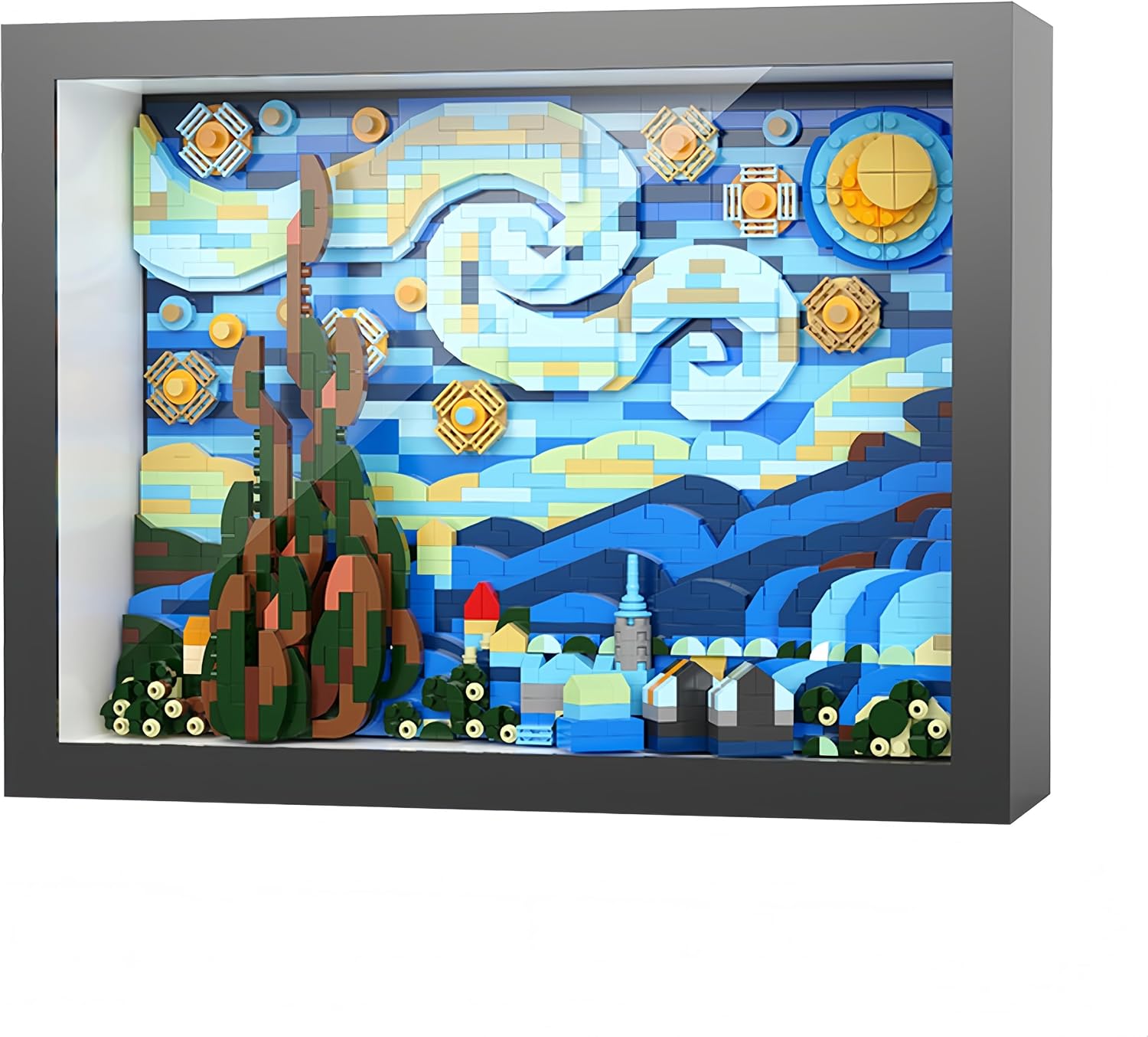 1560 Pcs Starry Night Wall Art Micro Building Bricks Model Kit for Adults – Collectible Display Model – Creative DIY Desk Decor – Model Gift for Ages 14+