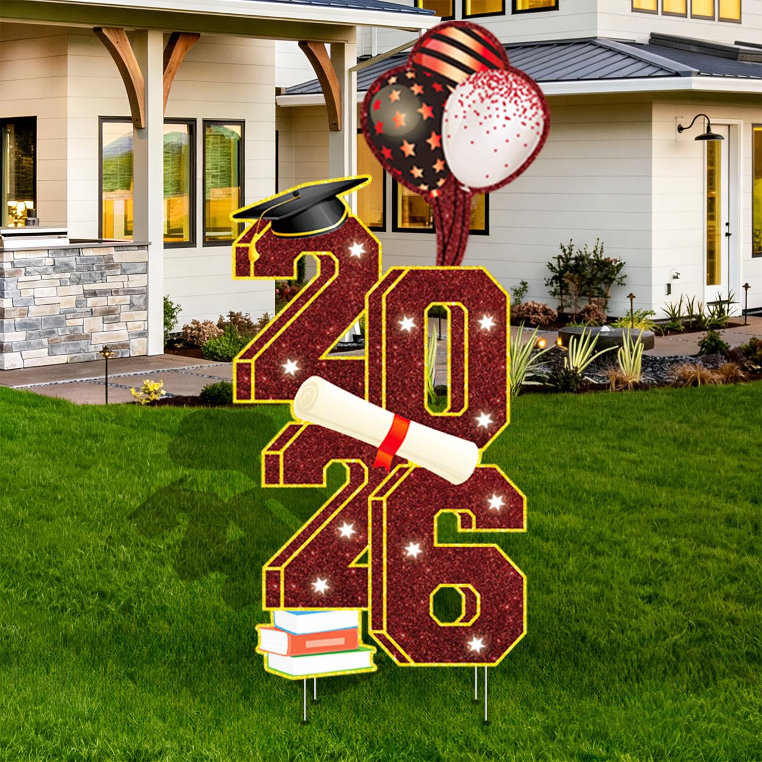 Photo 1 of 2026 Graduation Decorations - 3.5FT Large Class 2026 Graduation Yard Sign Yard Decorations Congrats Graduation Lawn Signs 2026 Grad Yard Signs with Stakes for Outdoor Indoor Congrats Graduation Party Decoration Supplies