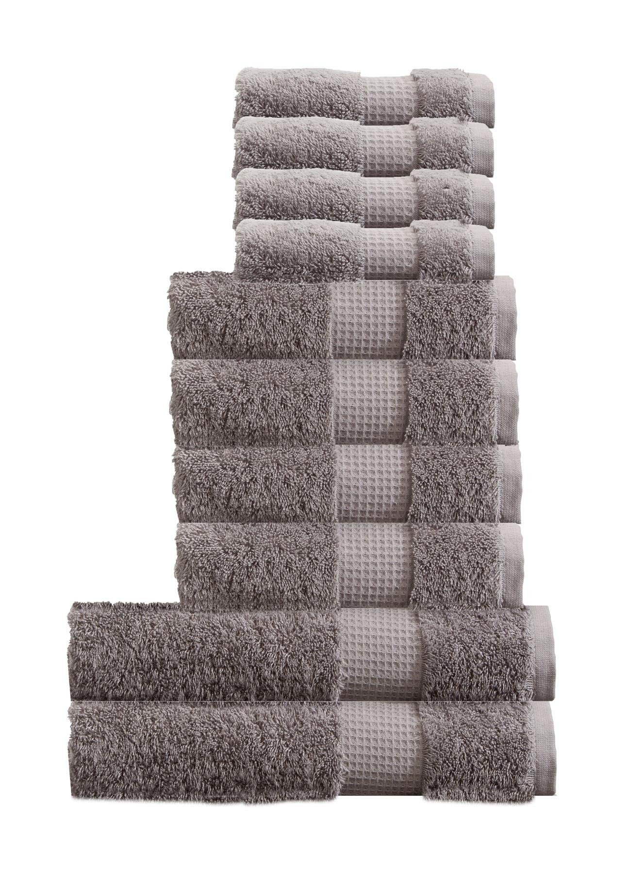 Olivia Rocco Egyptian Cotton Towels Home Bathroom Towel Set Bale Fade Resistant 700gsm Luxe Collection Bales Bath Sets, 2 Bath, 4 Hand and 4 Washcloths Silver