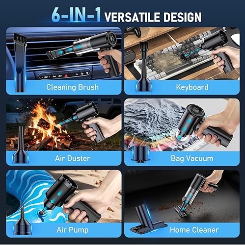 Miniatura 5 de Aspiradora portátil sin cable, 35000 Pa de alta potencia con motor sin escobillas, aspiradora recargable 6 en 1 para automóvil, hogar, pelo de