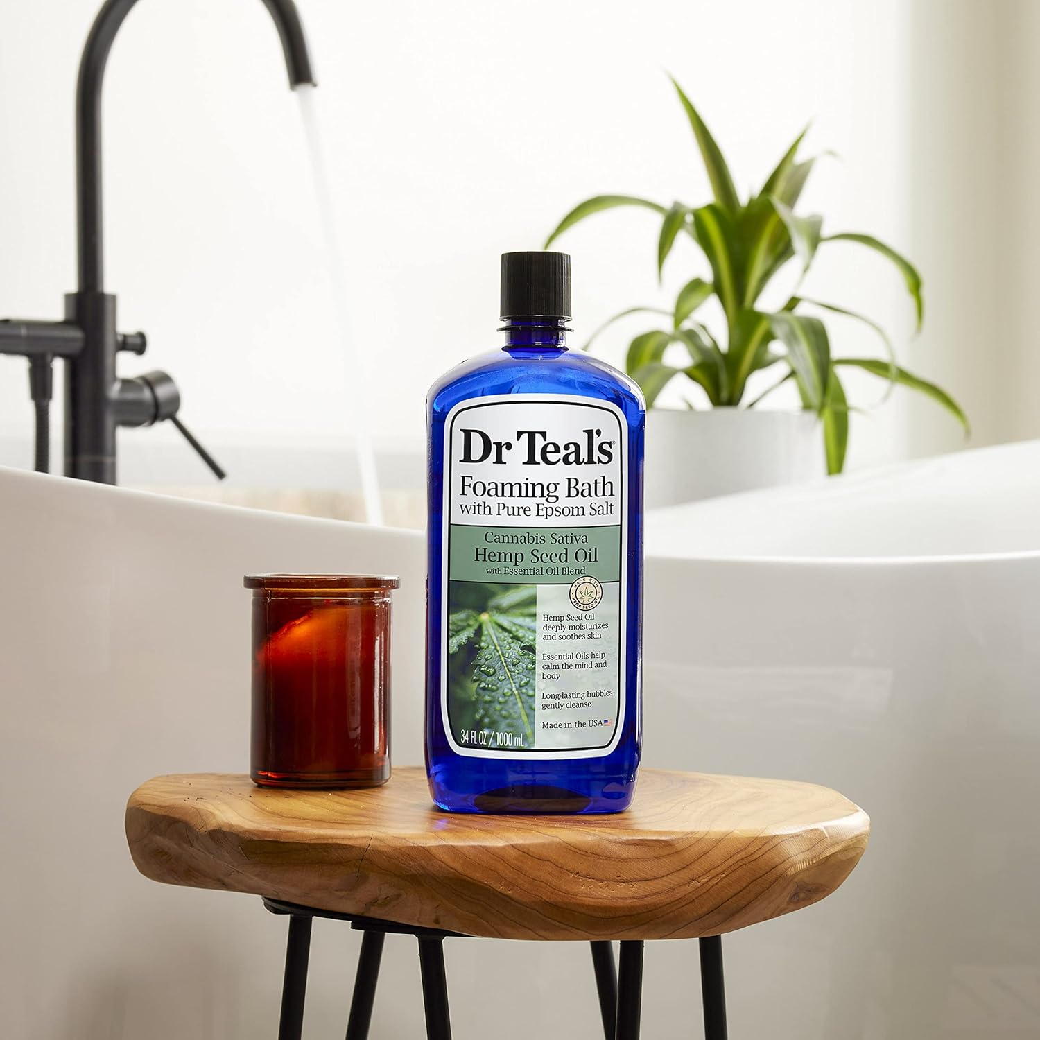 Dr Teal's Foaming Bath with Pure Epsom Salt, Cannabis Sativa Hemp Seed Oil, 34 fl oz (Pack of 4) (Packaging May Vary) : Beauty & Personal Care