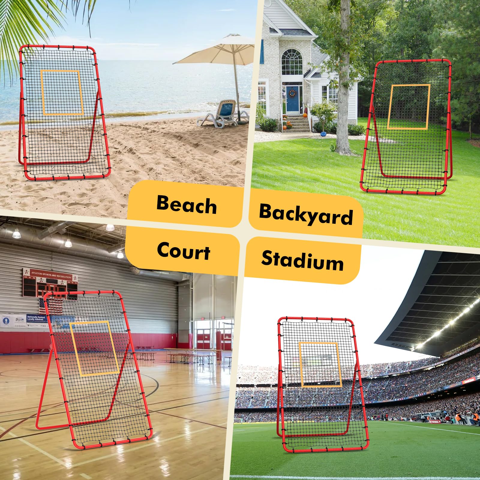 Red De Rebote para Voleibol De 2,7 X 1,2 M (7 X 4 Pies) con 5 áNgulos De InclinacióN Y Accesorios, Equipo De Entrenamiento para Rematar, Pasar Y Asistir. Ideal para Hockey, FúTbol, Tenis Y BéIsbol