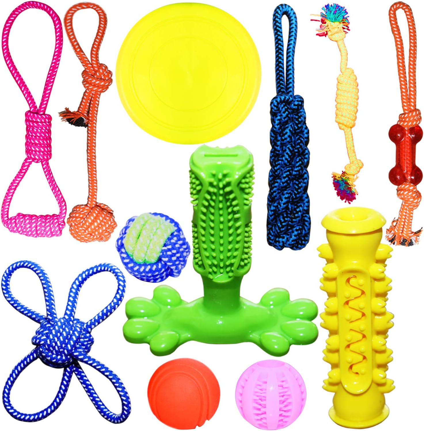 BATBANG Dog Rope Toothbrush Toy – Dog Chew Toys for Puppy 12 Pack Puppies Teething Chew Toys for Aggressive Chewers, Pet Dog Chew Toys…