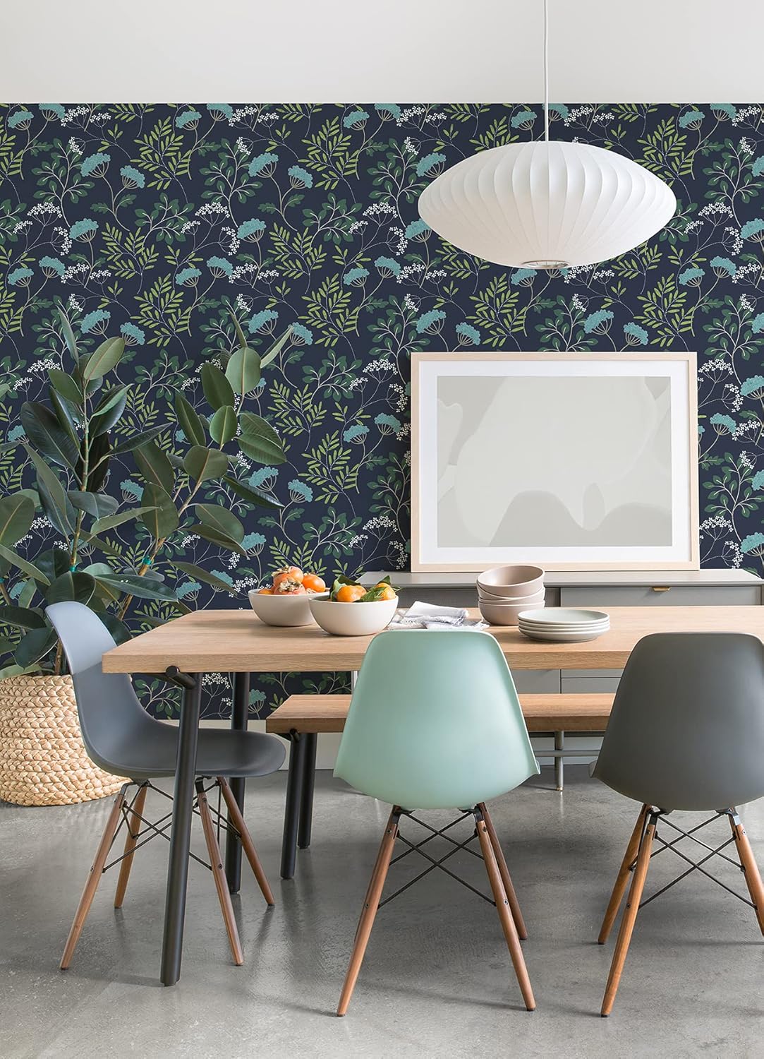 Scott Living Sorrel Navy Botanical Wallpaper, Blue (2975-87541)