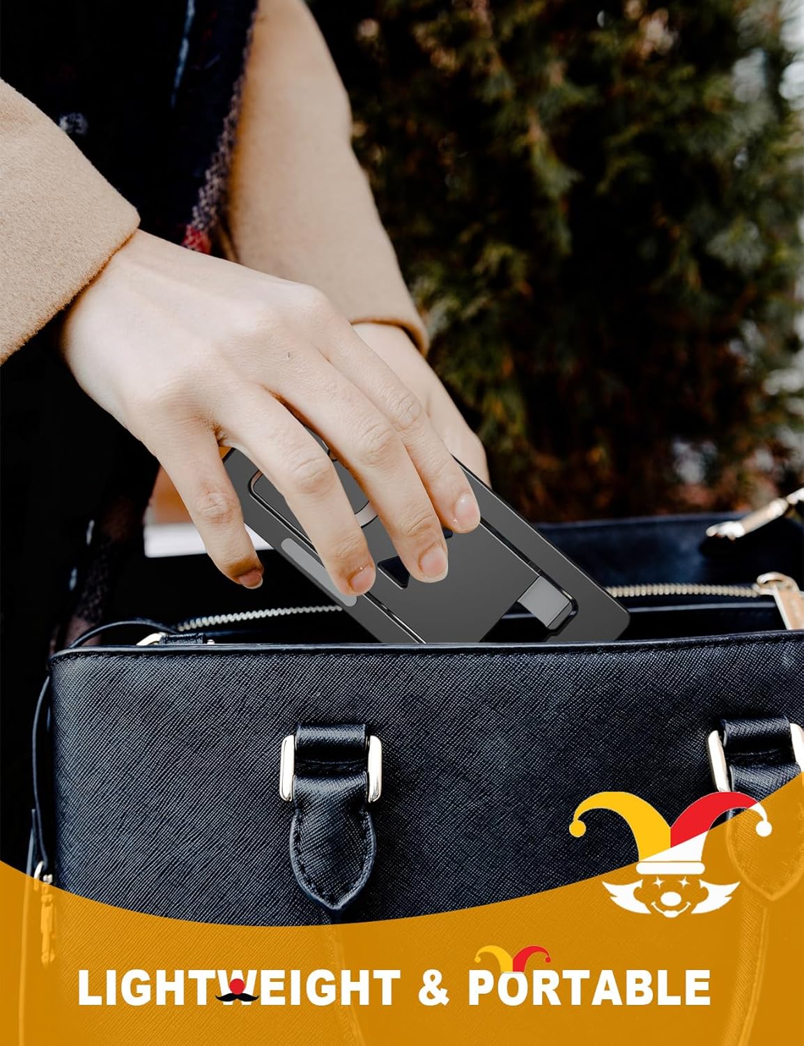 Phone Stand for Desk, Ultra-Thin Foldable Aluminum Phone Holder, Portable Travel & Office Cell Phone Stand Compatible with iPhone 17 16 15 14 13 12 Pro Max, Fits 3.7"-7" Devices, Black - Image 7