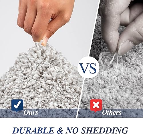 Miniatura 5 de Walensee - Tapete de baño antideslizante, absorbe el agua, de microfibra suave, peluda, lavable a máquina, para regadera, 20 x 32 pulgadas, gris