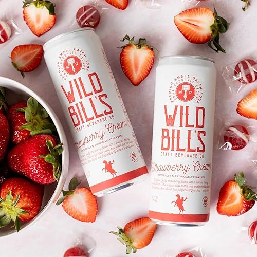 Miniatura 3 de Wild Bill's Soda de crema de fresa, refrescos clásicos artesanales, refrescos hechos con azúcar de caña pura, sin cafeína, sin jarabe de maíz de