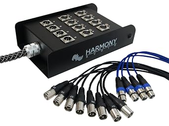 Harmony Audio 12 Channel XLR Snake Cable 25 Ft Stage Box 8 Send 4 Returns