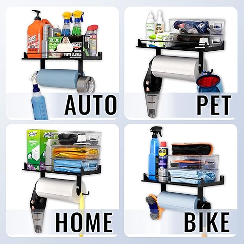 Miniatura 8 de StoreYourBoard Soporte de pared para toallas de papel con estante de garaje, estantería de pared de garaje resistente y estantes utilitarios para