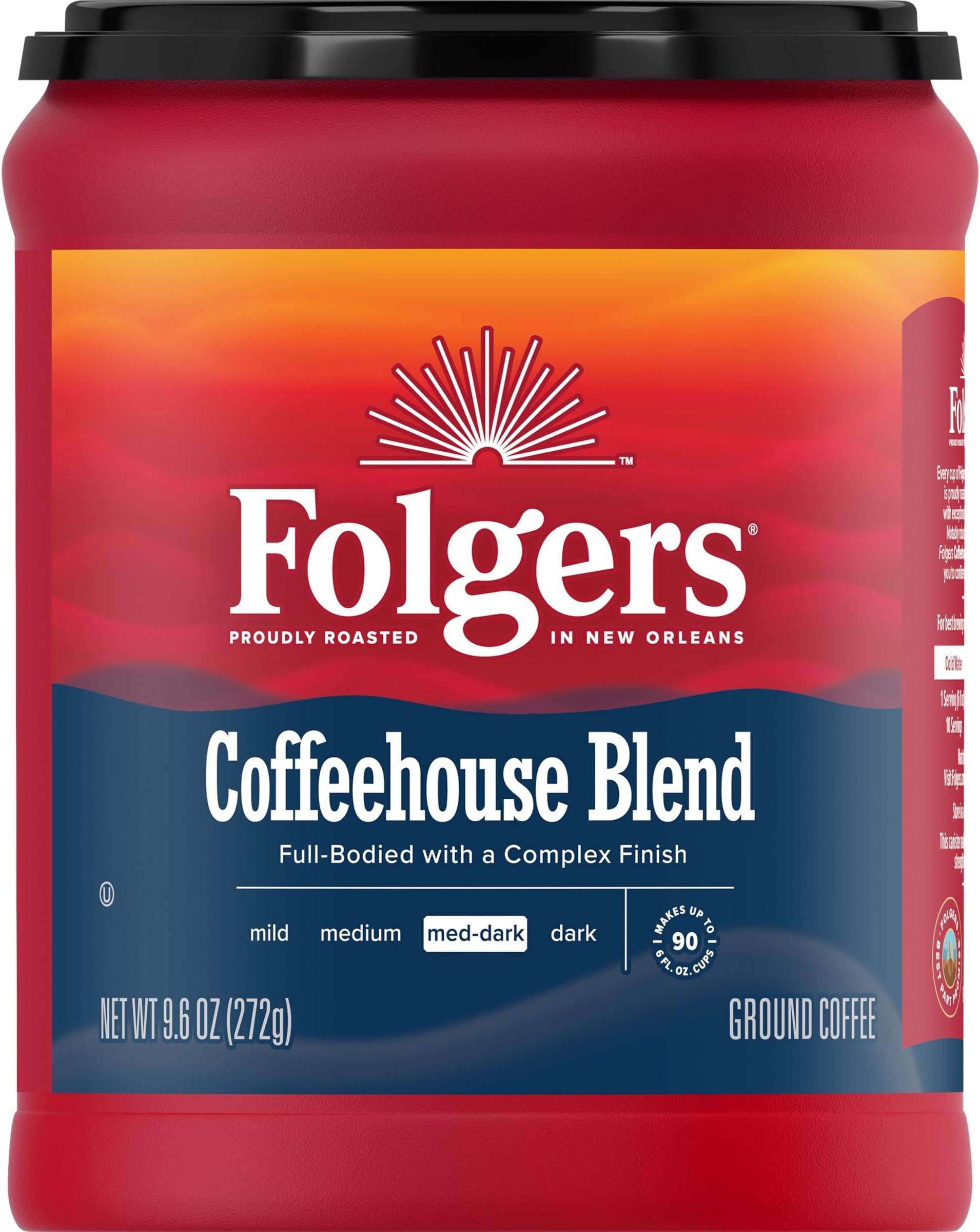 Coffeehouse Blend Ground Coffee, Medium-Dark Roast, 9.6 Ounces