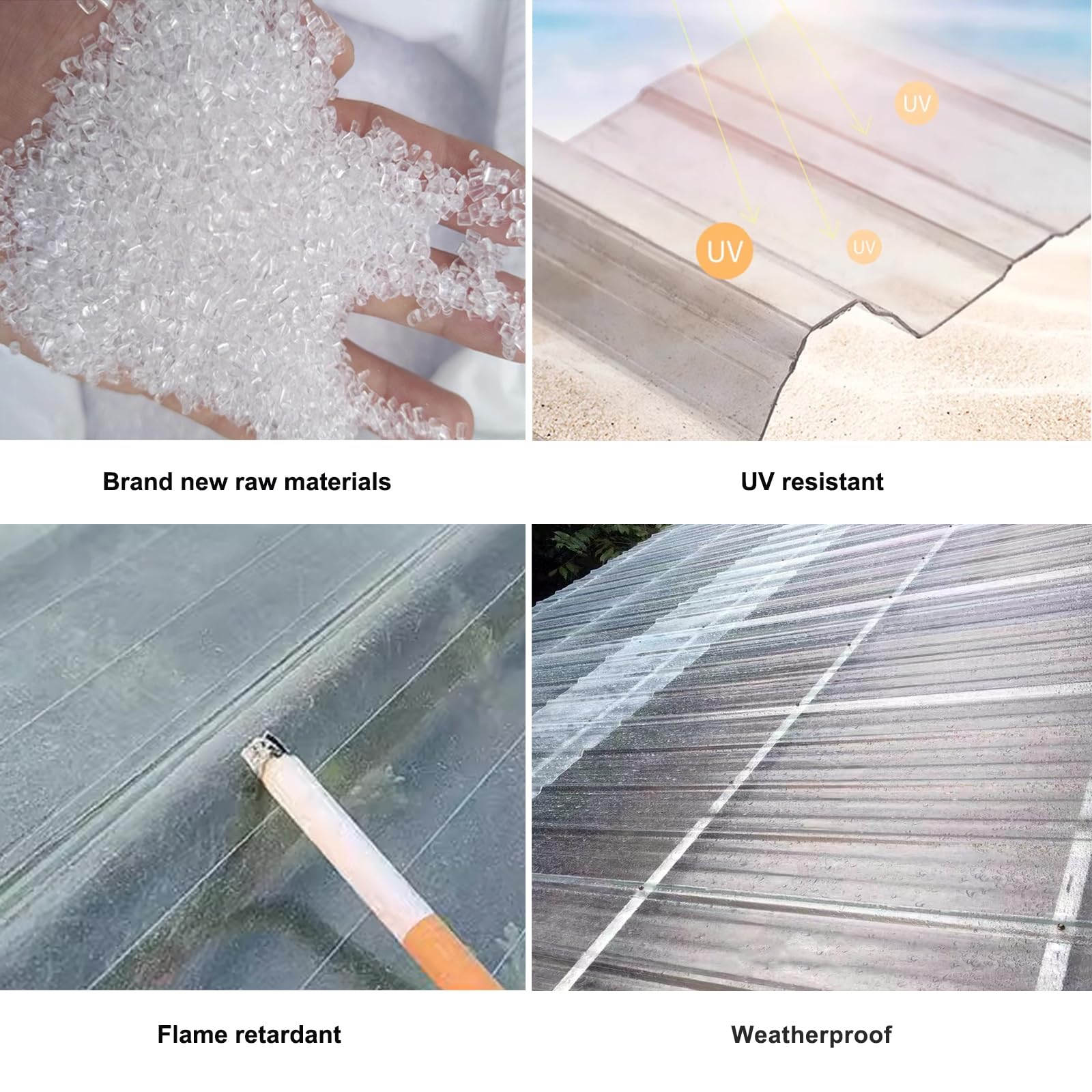 Panneaux de Toiture Transparente,Feuille de Toit Sunshine,Tôle Ondulée (2 Pcs,0.9x1.55m)