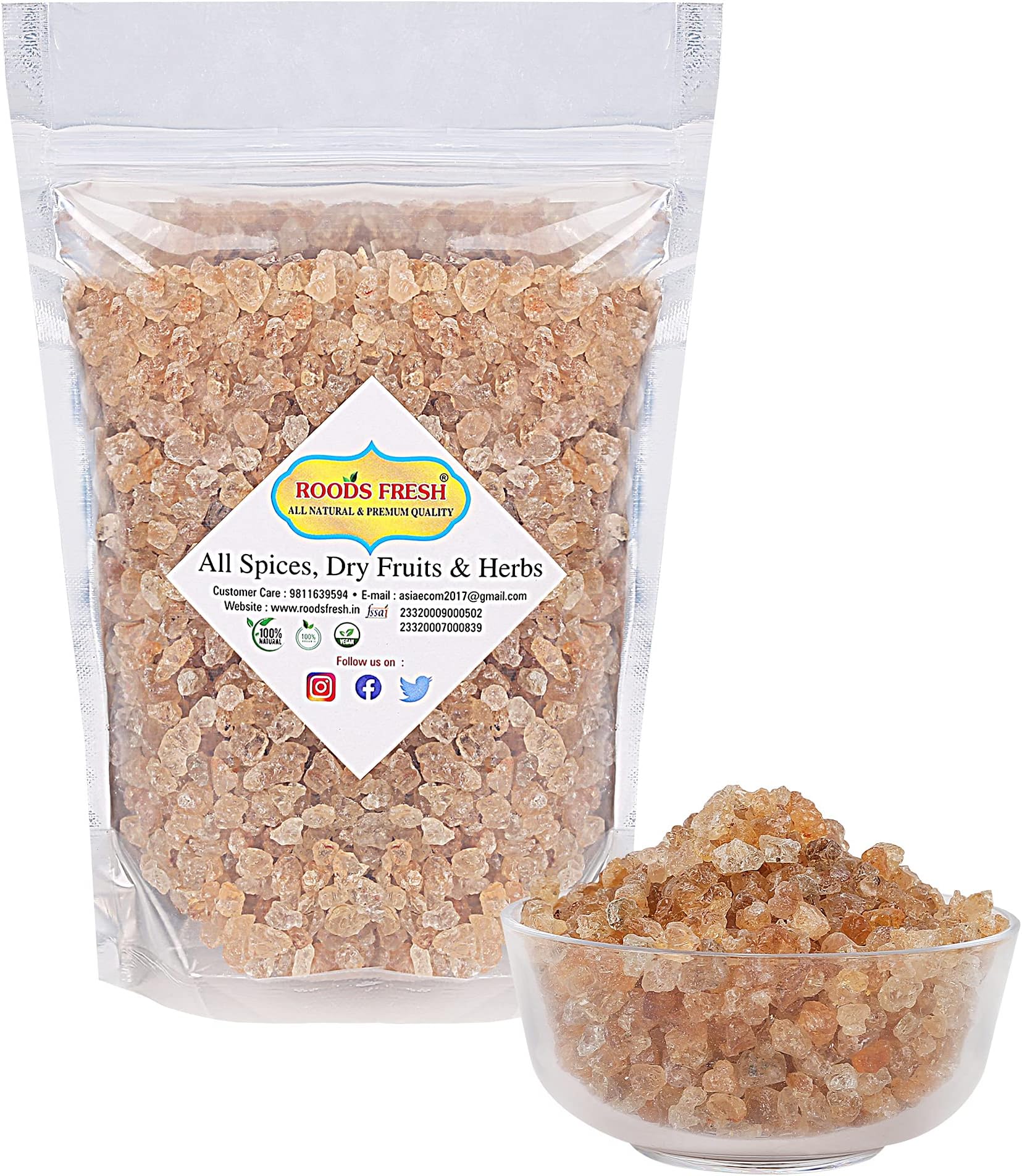 Roods Fresh Babul Gond | Wild Gum Acacia | बबूल गोंद |Gum Arabic | Laddu Gond | Edible Gum | Babool Gaund | Gond Kikar Acacia Arabica | Gond Batain | 900 Gram