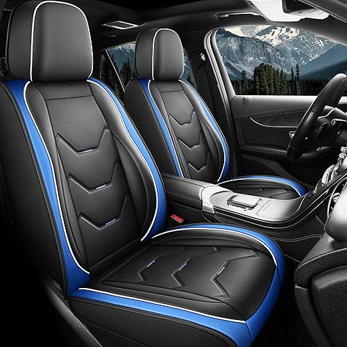 otoez Juego completo de fundas de asiento de automóvil, 5 asientos de cuero para automóvil, cojín de asiento de automóvil, protector de asiento