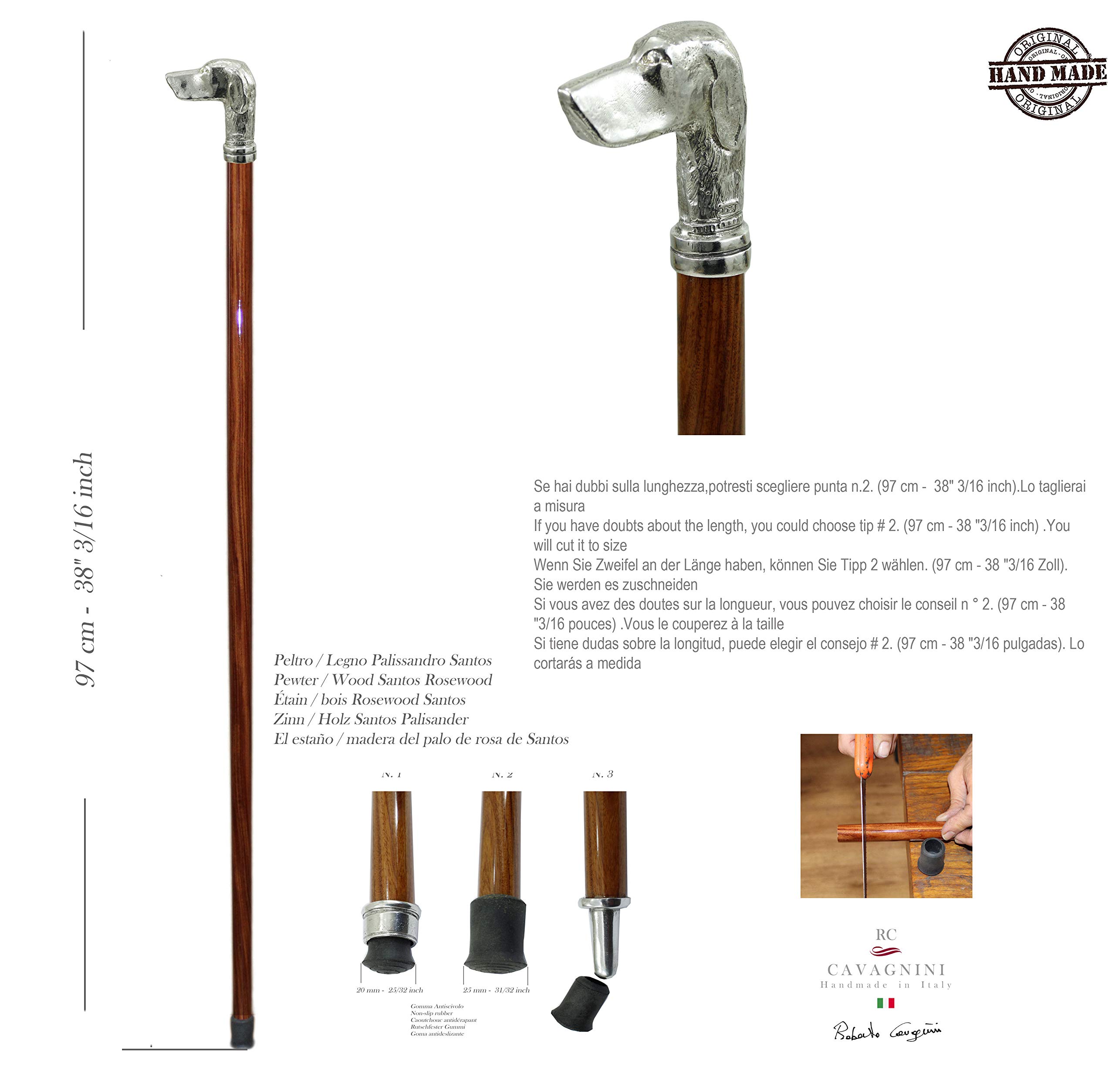 Italia - Bastón de paseo para personas mayores de madera y mango de peltre para ceremonia de novio, color negro