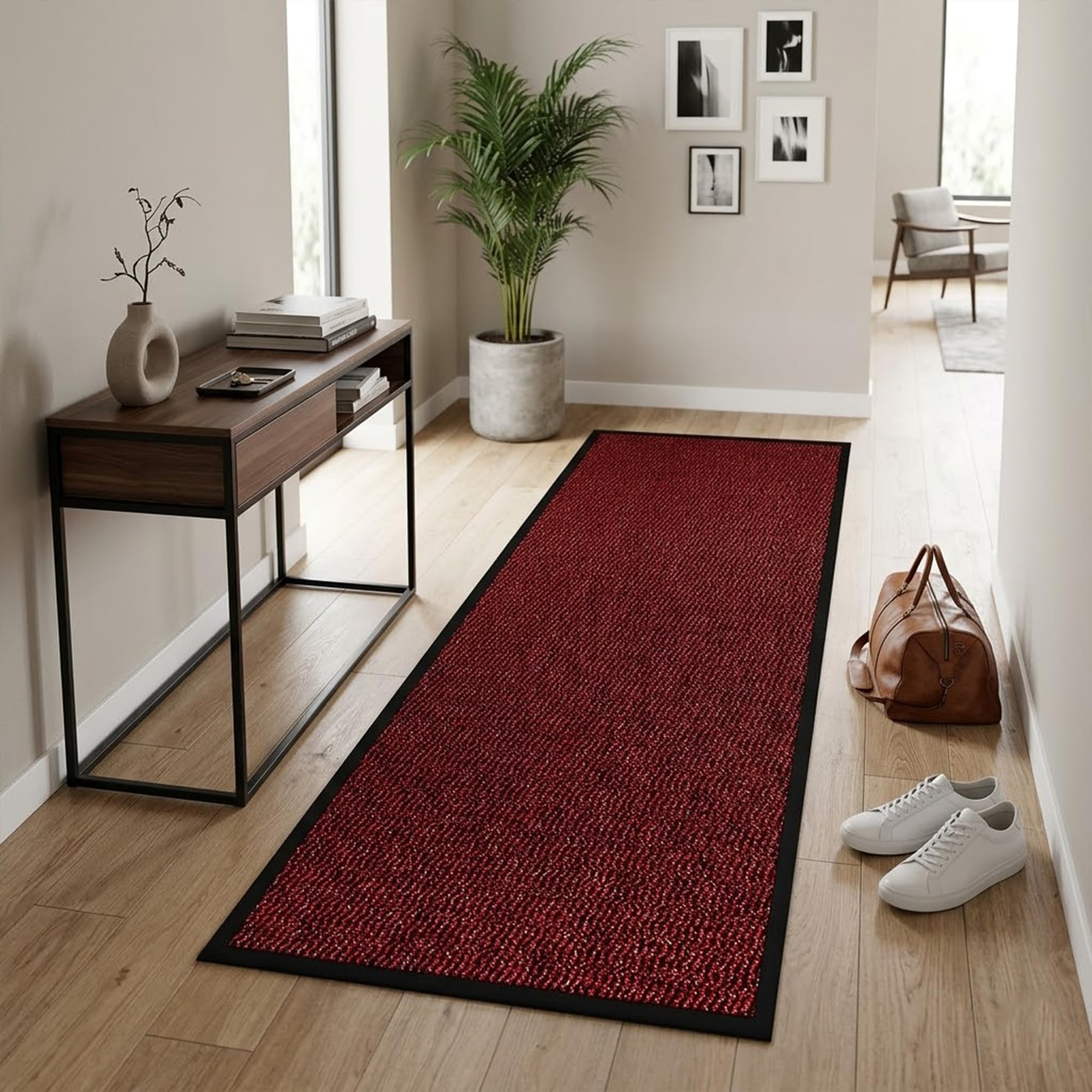 Rugs Haven - Sunny Rubber Mat Washable Hallway Carpet Runners, Non-Slip Floor Mats for Kitchen, Living Room, Corridor, Entryway, Door Entrances (Red, 90x150 cm) — image 1