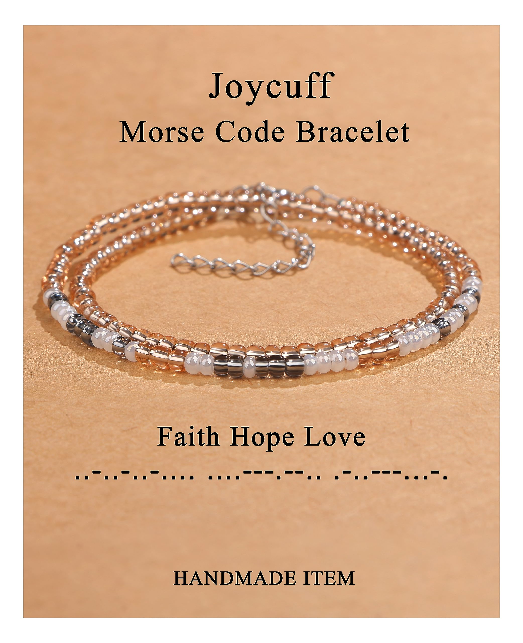 JoycuFF Inspirational 𝐌𝐨𝐫𝐬𝐞 𝐂𝐨𝐝𝐞 𝐁𝐫𝐚𝐜𝐞𝐥𝐞𝐭𝐬 for Women Funny Jewelry Birthday Valentines Gifts for Her Mother Aunt Daughter Sister