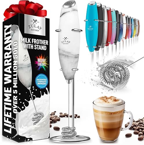 Miniatura 74 de Zulay - Potente espumador de leche con 4 pilas Duracell incluidas, manual, potente espumador de leche para capuchino, frappé, matcha y crema de