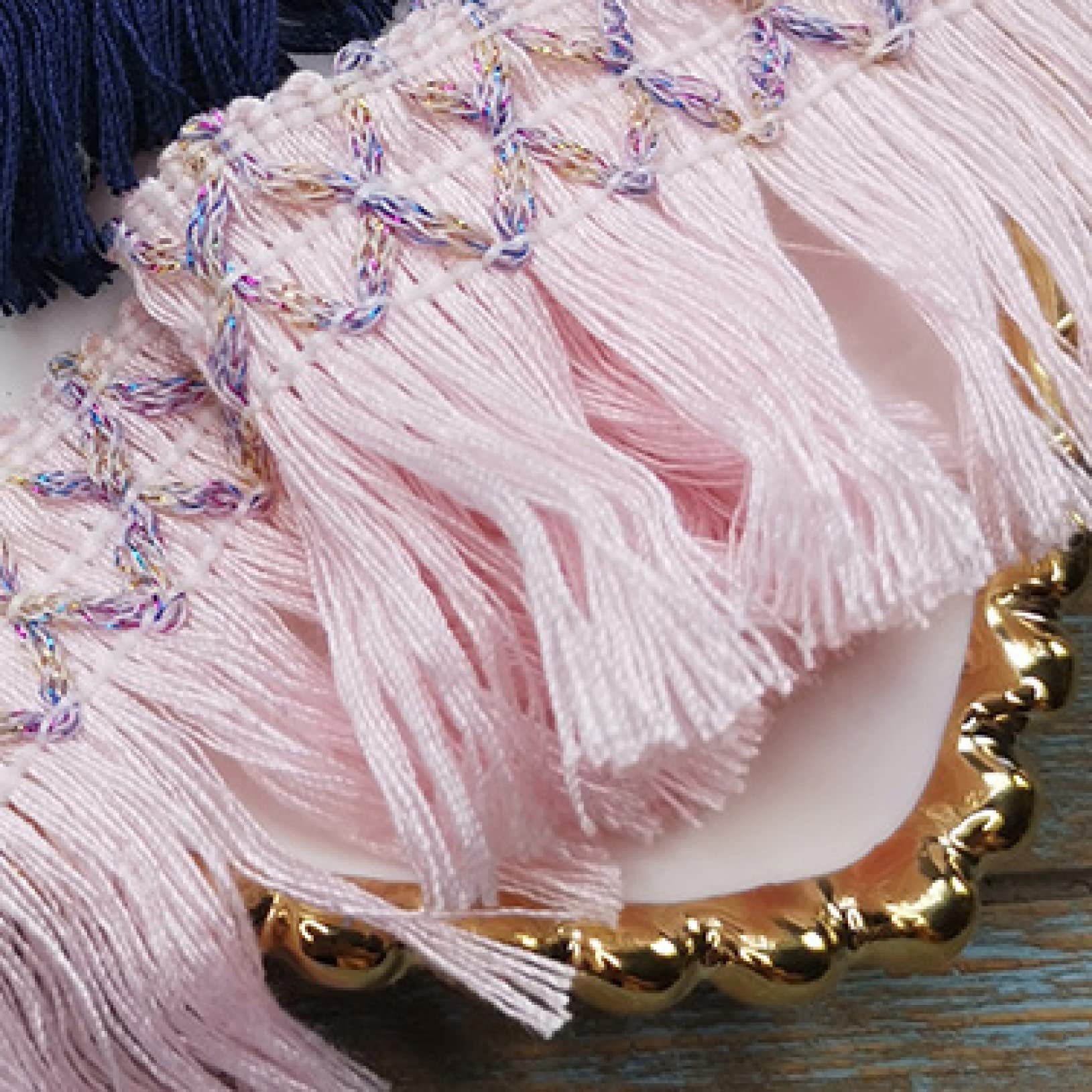 Typ: pleciona frędzelowa lamówka, Frędzle Tassel Fringe Różowy Granatowy 1 jard(Navy Blue)