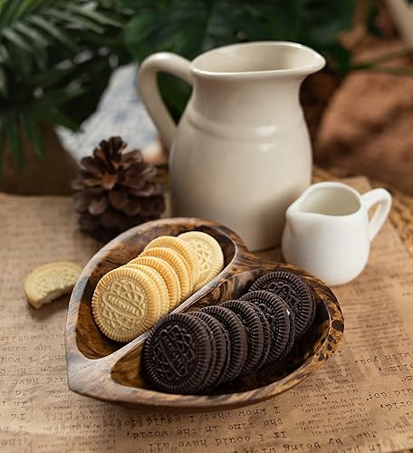 Miniatura 3 de Cuenco con forma de corazón de 6 pulgadas, cuenco de madera hecho a mano para servir frutos secos, postres, frutas o decoración de acento, regalo